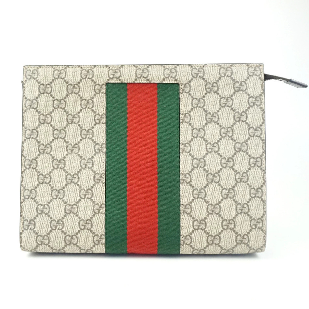 Gucci Clutch Bag Beige Cream Brown GG Sherry Shoulder